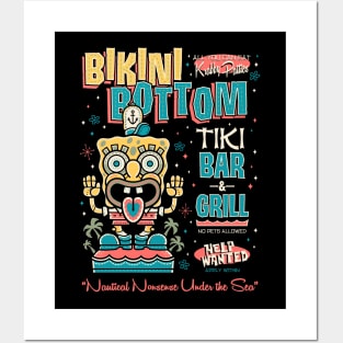 Bikini Bottom Tiki Bar - Vintage Surf - Hawaii Island Vacation Posters and Art